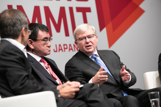 Kevin Rudd speaks at Eurasia Group's 2018 GZERO Summit in Japan.